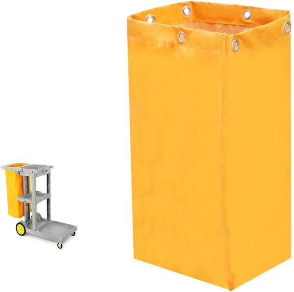 Replacement Janitorial Cart Bag, High Capacity Waterproof Cleaning Bag (Yellow)