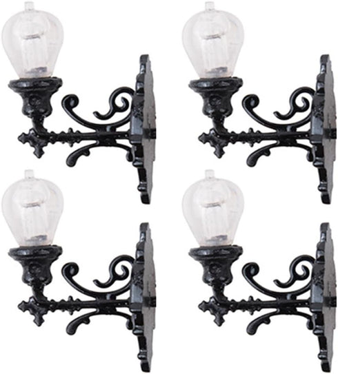 Yardwe Miniature Wall Lamp - 4 Pcs 1:12 Scale Led Dollhouse Wall