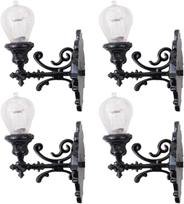 Yardwe Miniature Wall Lamp - 4 Pcs 1:12 Scale Led Dollhouse Wall