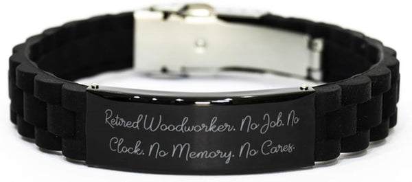 Generic Retired Woodworker. No Job Black Glidelock Clasp Bracelet, Woodworker Present From Boss,