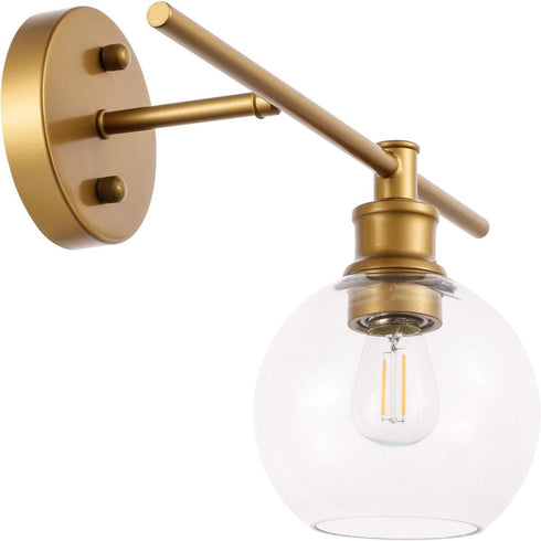 Living District 1 Collier Light Brass and Clear Glass Right Wall Sconce