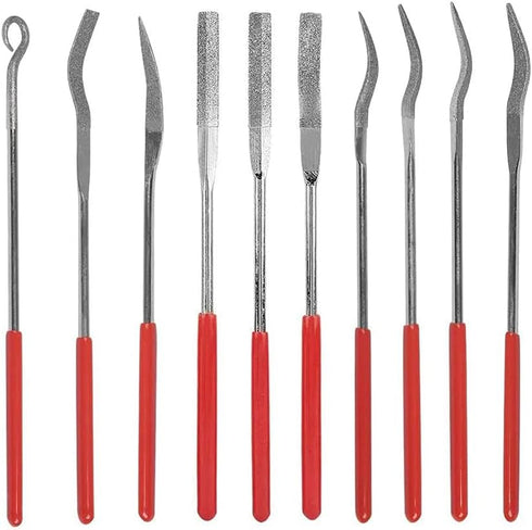 10Pcs Mini Diamond Needle File Set - Jewelers Hand Files Tool Kit for Metal, Ceramic, Stone Jewelry, 140mm Length