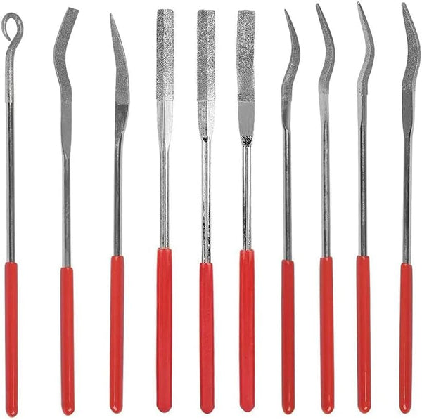 10Pcs Mini Diamond Needle File Set - Jewelers Hand Files Tool Kit for Metal, Ceramic, Stone Jewelry, 140mm Length