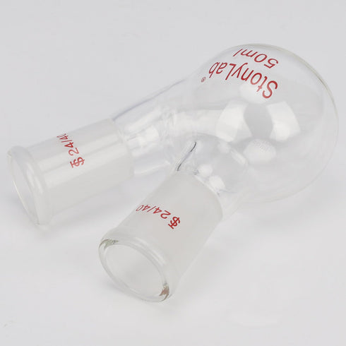 stonylab Heavy Wall Flat Bottom Flask FBF, 2-Neck Borosilicate Glass Boiling Flask, 50 ml, 24/40 Standard Joint