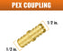 SUNGATOR 1/2 Inch Pex Fittings, 25-Pack No Lead Brass Coupling for Pex Pipe, NSF, UPC Certified
