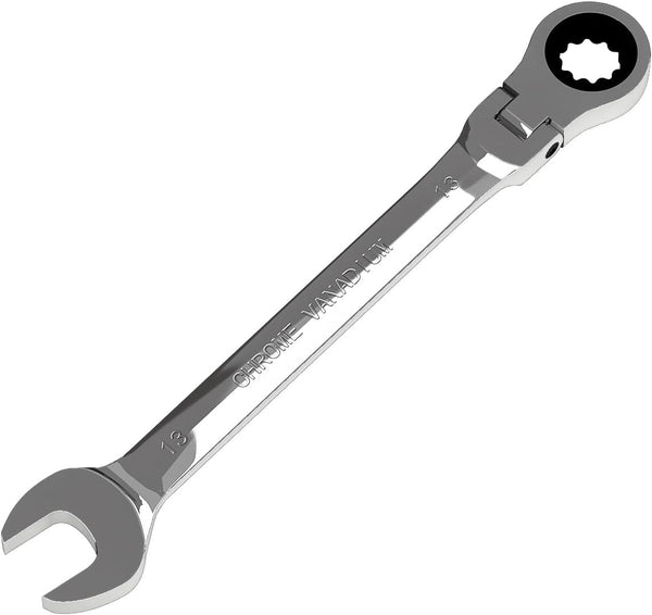 Egofine 13mm Ratchet Wrench Flex Head, Industrial Grade Gear Spanner with 12 Point Box End