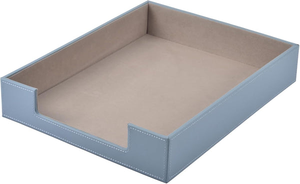 Leather Letter Tray, Luxury Desk Organizer for Mail, Paper, Files, Grey