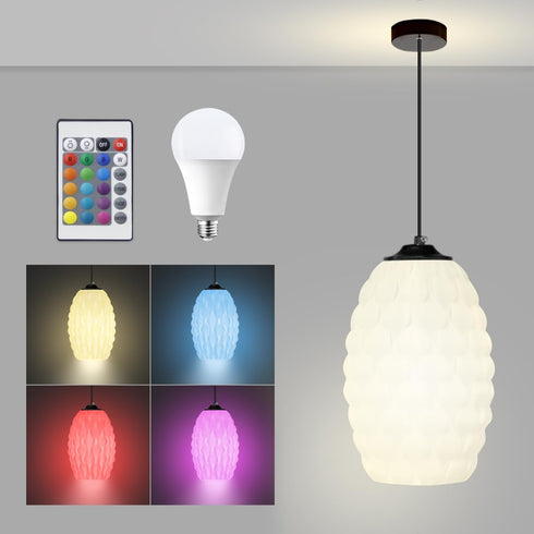 9-Inch Dimmable Chandelier001 YEHUARIS Pendant Light with Remote Control, Modern Drum Light Fixture, RGB Color Changing