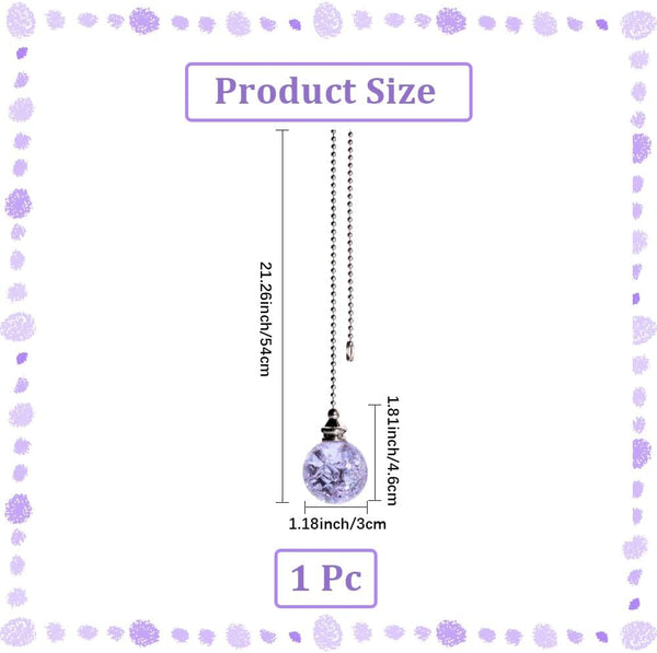 54cm Bulb Crystal Ceiling Fan Pull Chains Purple Round Glass Ice Cracked Beaded Ball Ceiling Fan Pull Chain Extender