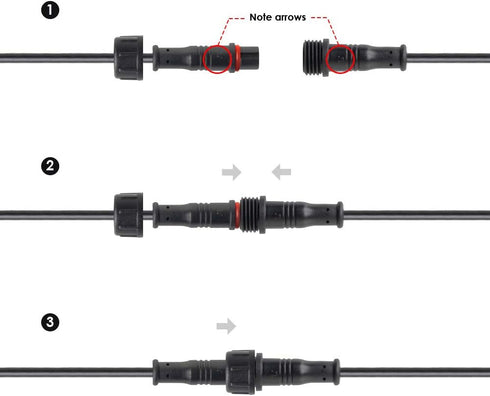 BTF-LIGHTING 2 Pin Electrical Connector - 22AWG IP65 Male Female Extension Cable for LED Strip Lights