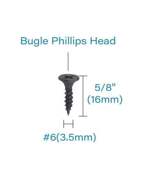 100pcs #6 x 5/8" Flat Head Phillips Drywall Screws, Fine Thread Sharp Point Wood Screw, Carbon Steel 1022A