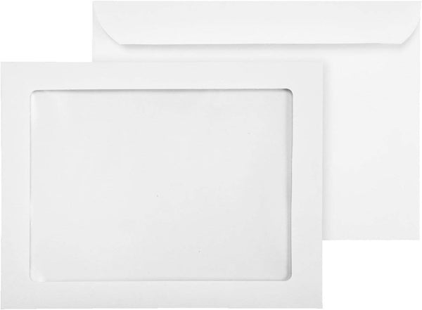 EnDoc 9x12 Full Face Window Envelopes - 28lb Bright White, 50 Pack