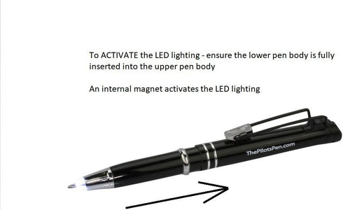 LED Pen for Pilots, Night Writer NAVIGATOR - Set of Two (2) LED Powered Ink Penlights