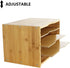 File Organizer with 3 Adjustable Shelves, Bamboo Document Letter Tray for Desktop Office Home Study Workstation Desk