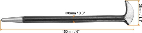 2pcs Rolling Head Pry Bar 6" Length 0.3" Rod Dia Carbon Steel Lady-foot Leverage Bar Heel Line Up Pry Bars for Automotive Mechanics Aligning & Prying