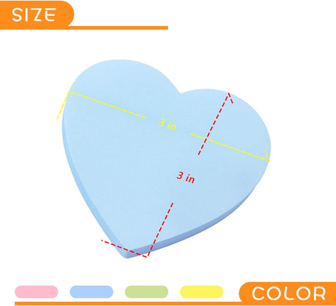 Heart Shape Sticky Notes, 4 Color Pastel Sticky Pad, 75 Sheets/Pad Self-Sticky Note Pads