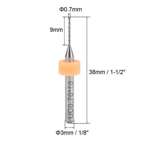 uxcell 0.7mm PCB Drill Bits, 5 Pcs Tungsten Carbide Rotary Tool for Jewelry CNC Engraving, 1/8 Inch Shank
