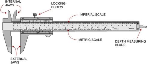 Spurtar Vernier Caliper, 6" Stainless Steel Measuring Tool, 0-6Inch/0-150mm Manual Micrometer