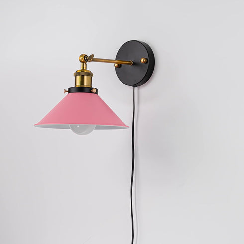 5.9ft A19 Bulb 1 Pack Remote Control Lamp Macaron Pink Metal Wall Sconce Adjustable Angle Wall Lamp Lighting Fixture