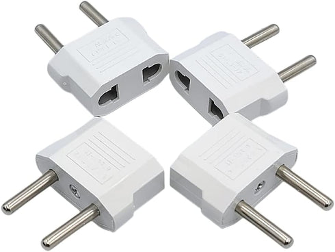 European Travel Plug Adapter, USA to European Plug Adapters for Germany, France, Iceland, Spain, Greece, 4-Pack White