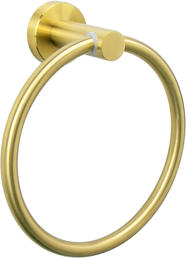 NearMoon Bath Towel Ring, Modern Round Stainless Steel Hand Towel Holder for Bathroom (Brushed Gold, 1 Pack)