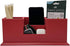 UnionBasic Desk Organizer, Desktop Caddy, Leather Multi-compartment Pen Holder, Office Stationery Organizer, Red