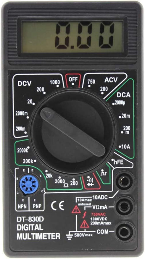DT-830D Digital Multimeter with Buzzer Square Wave Output Voltage Ampere Ohm Tester Probe DC AC LCD Overload Protection