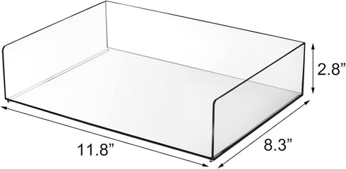 Elsjoy Set of 2 Clear Acrylic Letter Tray, 2-Tier Stackable Paper Organizer for Documents, Books, Office, School