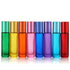 5 Pack 10ml Colorful Frosted Glass Roll On Bottles, Empty Essential Oil Glass Roller Bottle with Stainless Steel Roller