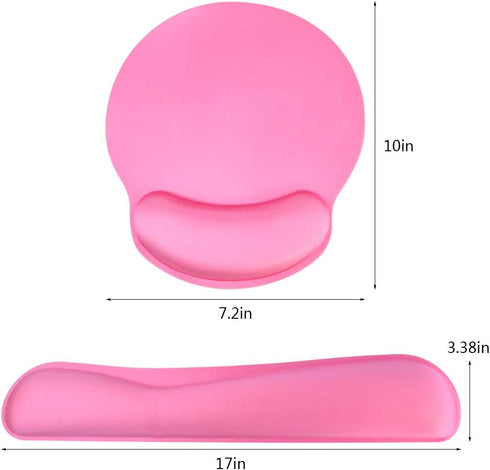 Keyboard Wrist Rest Pad and Mouse Pad Set, Memory Foam for Comfortable Typing & Wrist Pain Relief, Rose Pink