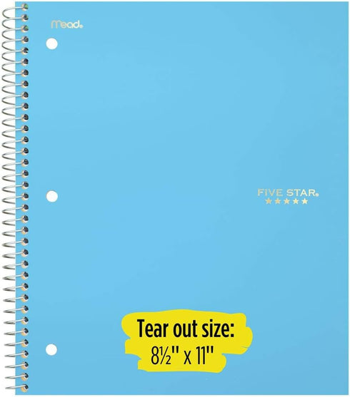 Five Star Spiral Notebook, 1 Subject, College Ruled, 100 Sheets, 11" x 8-1/2", Teal (72051)