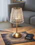 Generic 3 Dimmable, Gold Crystal Table Lamp Touch Control, Color & Rechargeable LED Lamp, Elegant Bedroom,Office