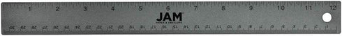 JAM PAPER Strong Aluminum Ruler - 12 Inch Metal Ruler with Non-Skid Cork Backing - Grey Metallic - Sold Individually
