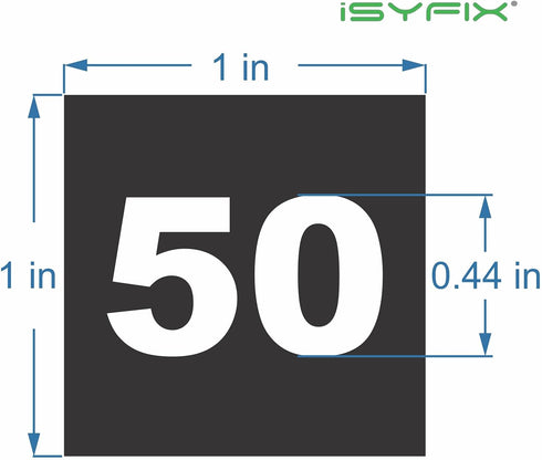 iSYFIX Black Consecutive Number Stickers 1 to 50, 1-inch Vinyl Self Adhesive Premium Decal for Inventory, Storage,