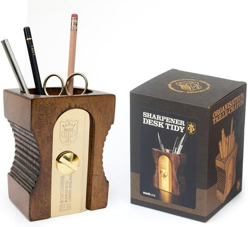 Suck UK Wood Pen Holder & Pencil Holder | Office Desk Accessories & Organizer, Dark