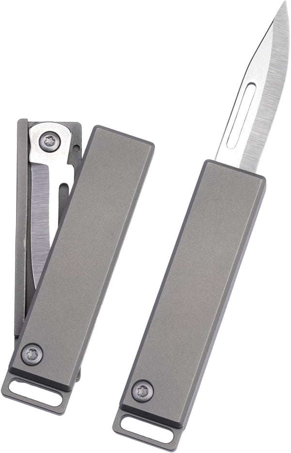 TKK1 Mini Titanium Pocket Knife, EDC Utility Knife with Key Ring, Lockable Folding Knife with D2 Steel Blade