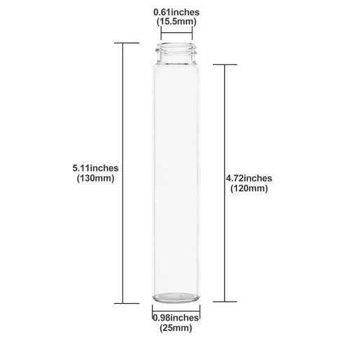 50ml Glass Clear Test Tubes with Screw Caps, Plastic Stoppers, Leak-Proof Flat Test Tubes, 6PCS
