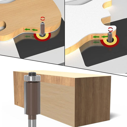 4pcs 1/4 Inch C3 Trimming 1/4, 5/16, 3/8, 1/2 Flush Trim Router Bit Shank, Top Bearing Template Router Bit, Updated