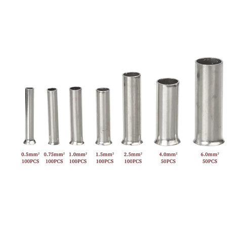 600 Pcs Wire Ferrules Kits, 7 Sizes Tinned Copper Crimp Connector AWG 22-10 Non Insulated Ferrules