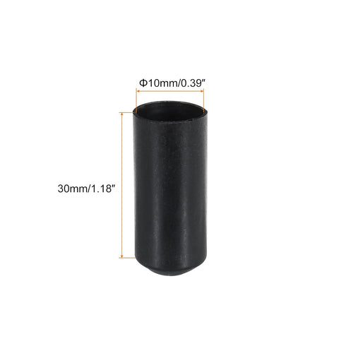 MECCANIXITY 10Pcs Heat Shrink End Cap, 10mm ID x 30mm L, Waterproof Adhesive Tubing Caps, Black