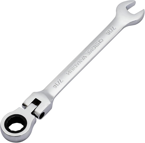 Pilida 1/2 Inch Ratcheting Combination Wrench, 12 Point SAE Flex Head Gear Wrench, 72 Teeth Chrome Vanadium Steel