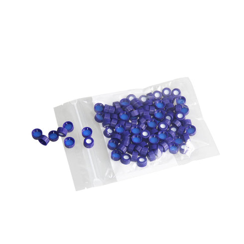 HPLC Pre-slit Screw Thread Vial with Blue Caps, 9mm, Blue PTFE/White Silicone Septa, 100 pcs/pk