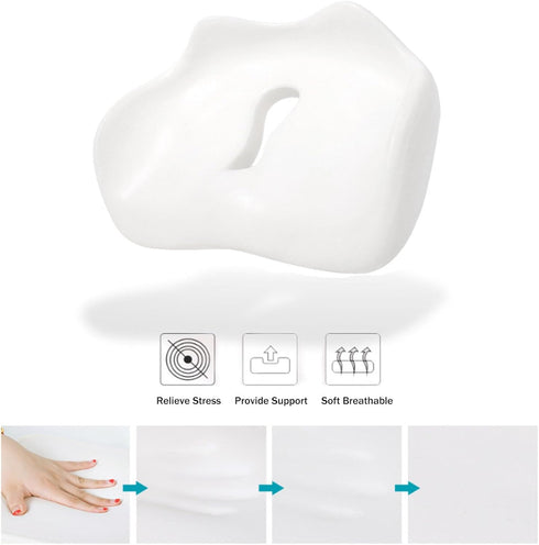 Pootelifys Orthopedic Seat Cushion Ergonomic Memory Foam Seat Cushion Sciatica & Back Pain Relief for Office Chair