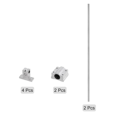 uxcell Linear Motion Rod Shaft Guide Set - 2pcs 8mm x 500mm with 2pcs SCS8UU Bearing Block