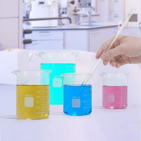 Graduated Glass Measuring Low Form Beaker Set, 10ml 50ml 100ml 250ml 400ml 600ml 1000ml
