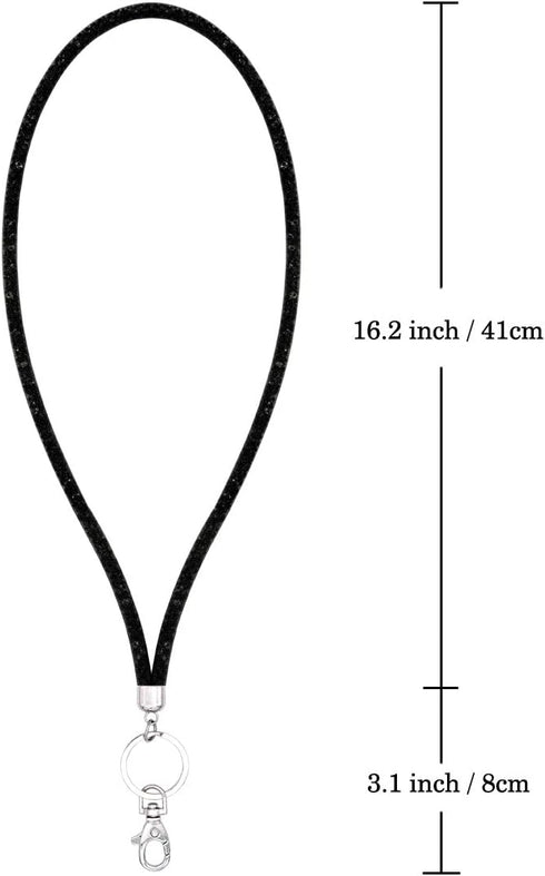 Bling Crystal Lanyard Strap with Metal Clasp & Keyring - Rhinestone ID Badge Lanyards for Women - 3 Pack