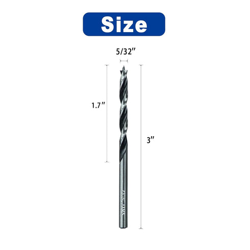 Sali 8PCS Brad Point Wood Drill Bit Set 5/32" Carbon Steel Wood Drill Bit Set for Hardwood, Plywood, Plastic Round Holes in All Types of Wood Perfect for DIY Woodworking Carving Engraving Drilling