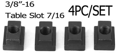 4PC Set T-Slot Nut Black Oxide Finish - 3/8-16 Threads for Table Slot, 7/16 Size