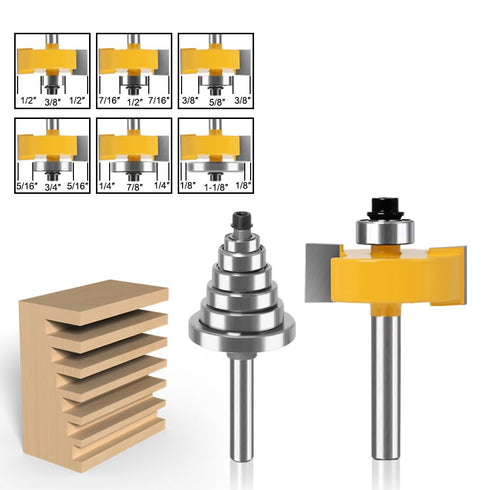 1/4 Inch Set, 3 6 Set (1/8", 1/4", 5/16", 3/8", 7/16", 1/2" (1/4 Inch) WSOOX Shank Rabbet Router Bit Pieces Rabbeting