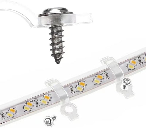 WokHok 100 Pack 10mm IP65 5050 Fixing,100 Strip Light Mounting Bracket,Transparent Fixing Clips for Wide Waterproof LED